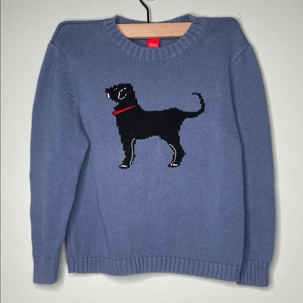 Blue Sweater with Black Dog Design Size XL KIDS